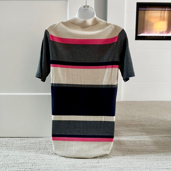 THEORY Unique Striped Button Front Cardigan Sweater Sz M - Picture 4 of 4